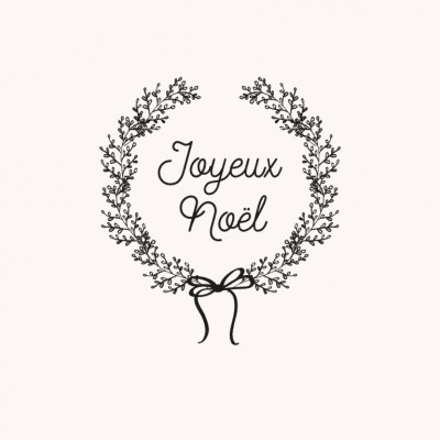 Tampon noël n°14 avec couronne "Joyeux Noël" 50x50mm