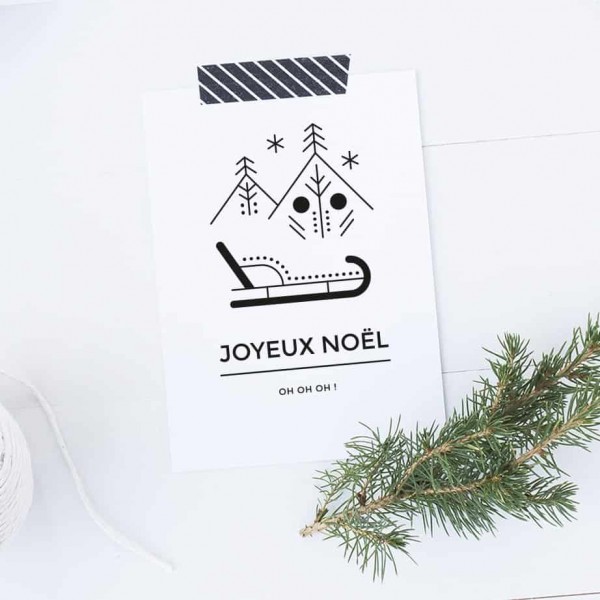 Tampon noël n°13 étiquette luge "Joyeux noël" 50x70mm