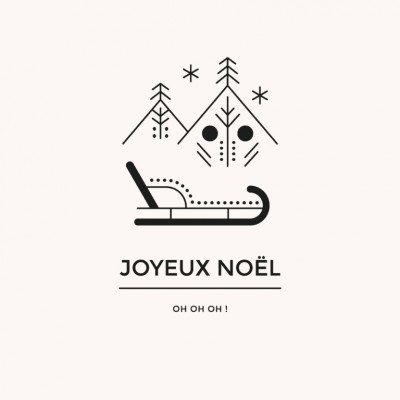 Tampon noël n°13 étiquette luge "Joyeux noël" 50x70mm