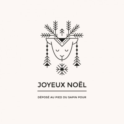 Tampon noël n°15 étiquette cerf "Joyeux noël" 50x70mm