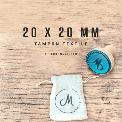 Tampon textile personnalisé 20x20mm Tamporelle