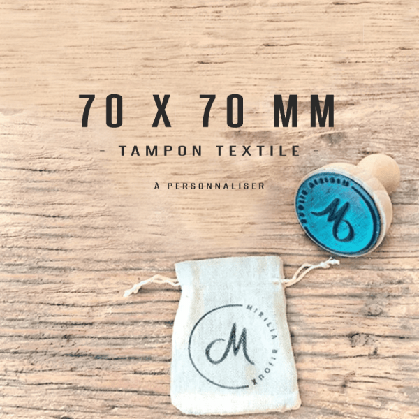 Tampon textile personnalisé 70x70mm Tamporelle