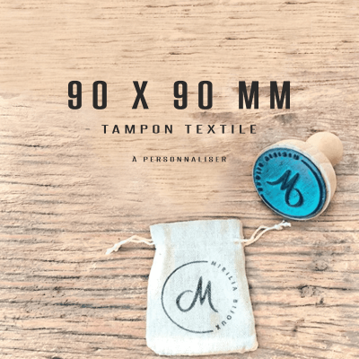 Tampon textile personnalisé 90x90mm Tamporelle