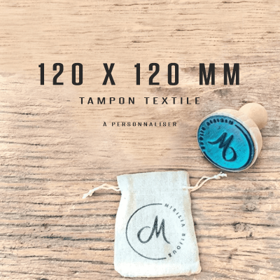 Tampon textile personnalisé 120x120mm Tamporelle