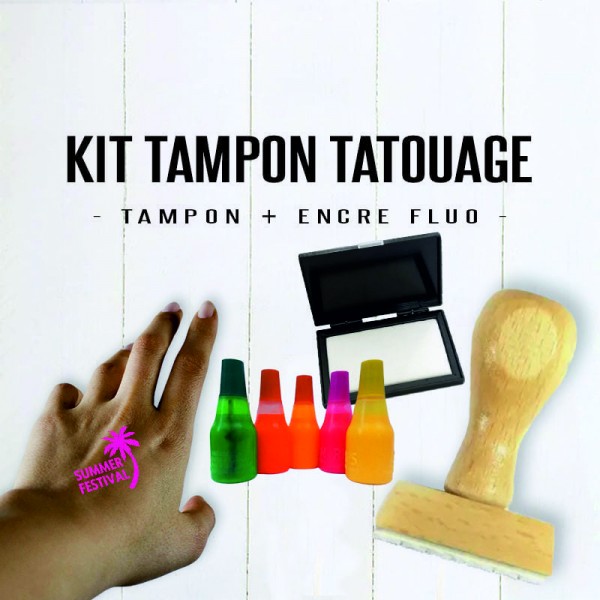 Kit soirée tampon personnalisé 30mm & encre fluorescente