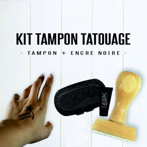 Kit soirée tampon personnalisé 50mm & encre corporelle noire