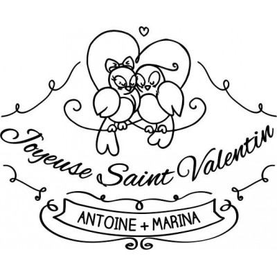 Tampon oiseaux Saint Valentin personnalisé